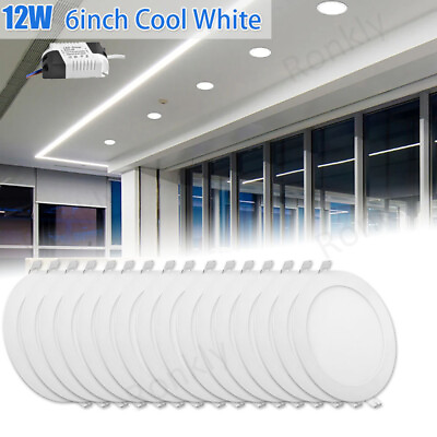 #ad 15Pack 6Inch LED Ceiling Lights Ultra Thin Recessed Retrofits Kit 6000K Daylight $62.99
