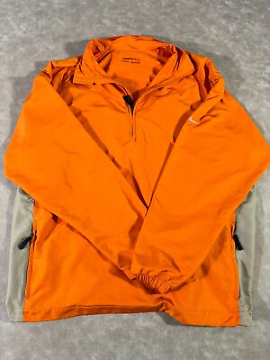 #ad NIke Golf Mens Zip Pockets Long Sleeve Quarter Zip Pullover Orange Jacket Large $14.24