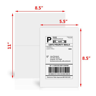 #ad 50 10000 Premium 8.5quot;x 5.5quot; Half Sheet Self Adhesive Shipping Labels 2 Per Sheet $317.34
