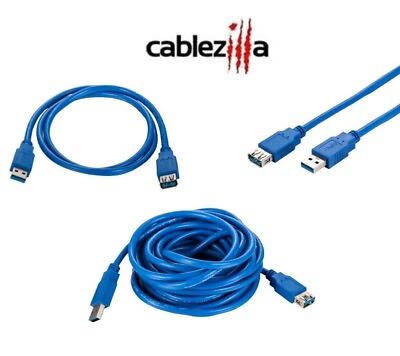 #ad USB Extension Cable 3.0 AM AF Data Wire Charger EXT Blue 3FT 15FT Multi Lot $112.69