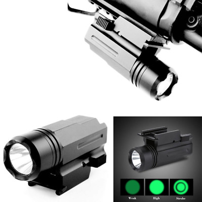 #ad Hunting Green Light 300 Lumen LED Flashlight Torch Strobe w 20mm Rail Mount $18.99