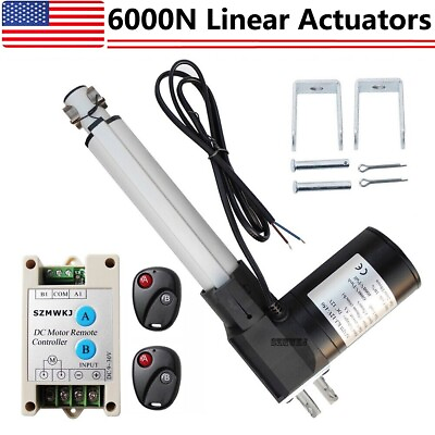 #ad Linear Actuator 6quot; inch Stroke 12V W Wireless Controller Brackets 6000N Lift IG $66.99