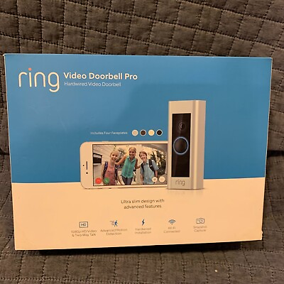 #ad NEW Ring Video Door Bell Pro Hardwired Video Doorbell Satin Nickel Wired $94.99