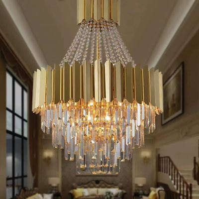 #ad Modern Crystal Chandelier Luxury Gold Crystal Hanging Pendant Light Contemporar $735.99