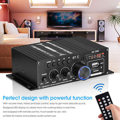 #ad 800w 2 Channel Bluetooth Mini Hifi Power Amplifier Audio Stereo Amp Car Home Fm $20.99