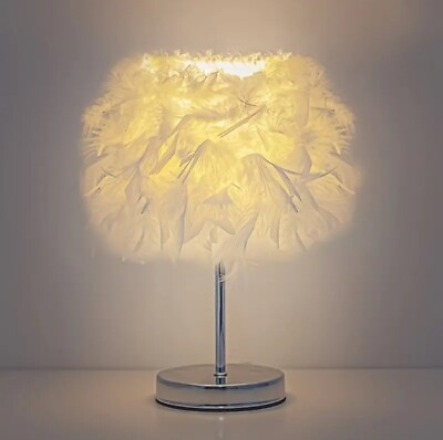 #ad White Feather Lamp for Nightstand or Table $21.80
