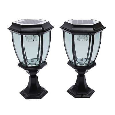 #ad 2x LED Pillar Light Solar Powered Lantern Garden Post Lamp Yard Patio Waterproof $79.00