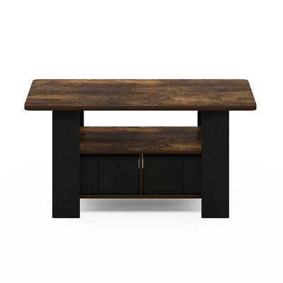 #ad Coffee Table w 2 Bin Drawers Shelf Rectangular Small Modern Rustic Brown Black $65.85
