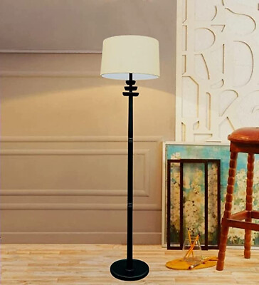 #ad Wooden Tripod Floor Lamp Antique Decorative Floor Lamp Wooden Black Vintage $105.29