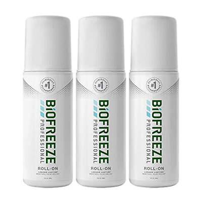 #ad Biofreeze Professional Pain Relief Roll On 3 oz. Bottle Green Pack of 3 $60.99