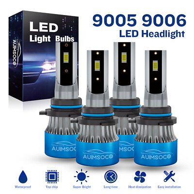 #ad 9005 9006 LED Headlight Bulb Kit 6000K Super Bright High Low Beam Combo 4x White $45.99
