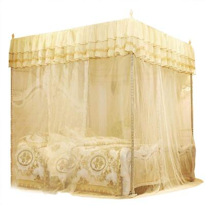 #ad Netting Three Side Openings Net Luxury Princess Net Bedding Yellow Bed Curta... $59.52