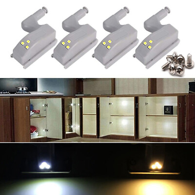#ad LED Cabinet Hinge Sensor Night Light For Cupboard Closet Wardrobe Kitchen Lamp $9.97