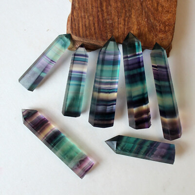 #ad 50 60mm Natural Rainbow Fluorite Quartz Crystal Point Wand Reiki Healing Stone $3.51