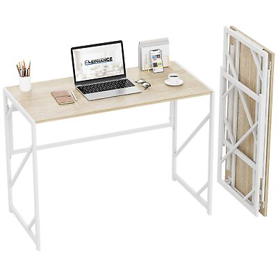 #ad Elephance Folding Desk Writing Computer Desk for Home Office No Assembly Stud... $138.75