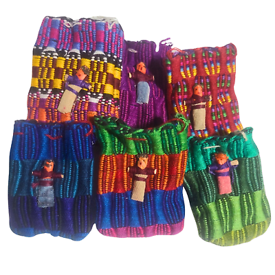 #ad Worry Dolls in 2.5quot; Tall Pouches Six 1quot; Tall Dolls In Each Pouch $12.99