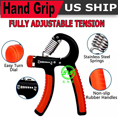 #ad Hand Grip Strength Power Trainer Gripper Strengthener Adjustable Gym Exerciser $6.69