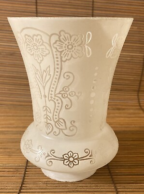 #ad Antique Acid Etched Glass Lamp Shade Victorian Gasolier Art Nouveau Deco Floral $27.00