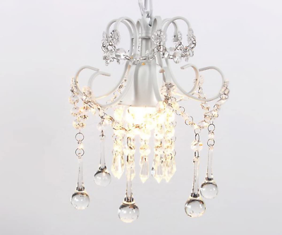 #ad Mini Style Crystal Chandelier Pendant Light White1 Light $46.99