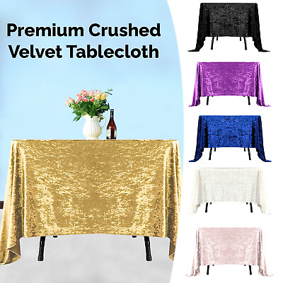 #ad Crushed Velvet Fabric Table Cover Cloth Party Tableware Square Decorative Dinner $25.20