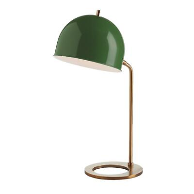 #ad Retro Round Green Dome Shade Metal Desk Lamp Mid Century Modern Arm Gold $236.00