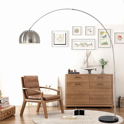 #ad Modern Arched Floor Lamp Metal Adjustable Standing Reading Light Bedroom Office $58.89