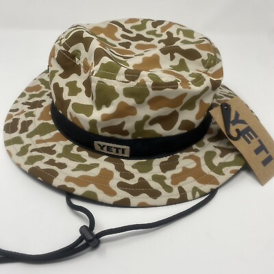 #ad YETI Duck Camo Boonie Bucket Hat Size L XL Brown Green Drawstring Sun Cap NEW $22.99