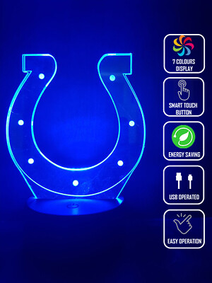 #ad INDIANAPOLIS COLTS FOOTBALL 3D Acrylic LED 7 Colour Night Light Touch Table Lamp AU $35.00