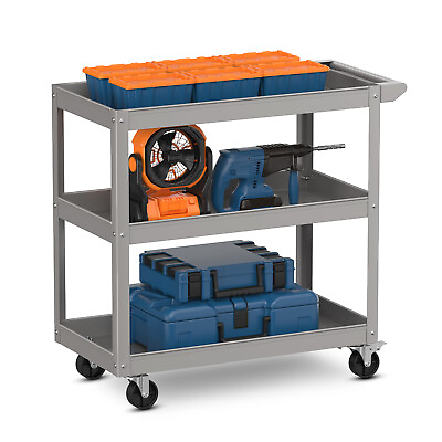 #ad 3 Tier Metal Utility Cart 400 lbs Storage Service Trolley Tool Storage Gray $69.99