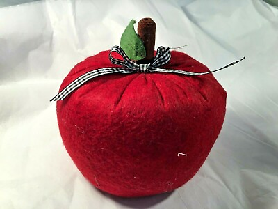 #ad Red Felt 6 inch Apple Halloween Decoration Teacher desk Autumn Fall Thanksgiving $6.99