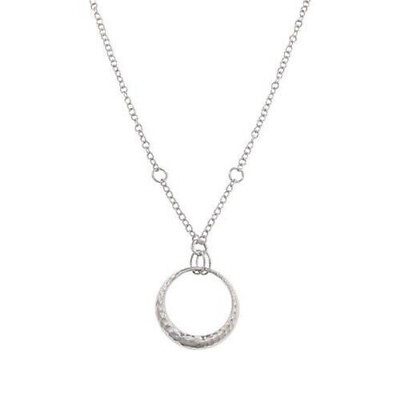 #ad HSN ELLE Sterling Silver Hammered Circle Drop 16quot; Necklace $99.99