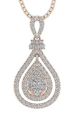 #ad Pendant Necklace I1 G 0.90 Ct Round Diamond 14K Rose Gold Prong Set 1.18 Inch $680.39