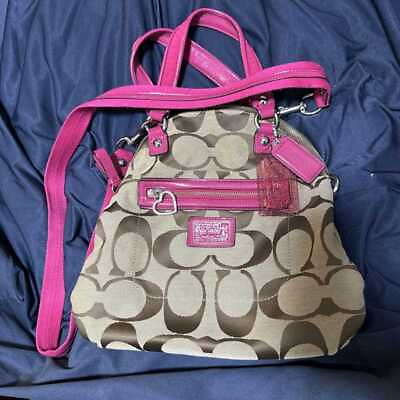 #ad COACH Shoulder Bag Handbag Brown Pink Women#x27;s Fashionable Used From Japan $113.00