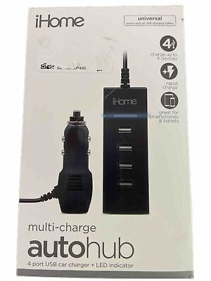 #ad iHome Multi charge Auto Hub 4 Port USB Car Charger $10.00