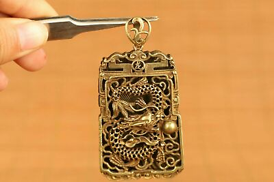 #ad chinese old bronze Hand carving dragon statue netsuke pendant gift Amulets $3.36