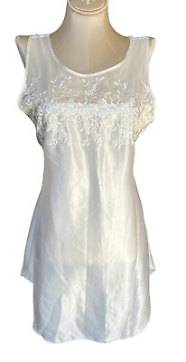 #ad Bridal Nightgown Embroidered Lingerie White Satin Lace Dentelle Women’s Medium $24.95