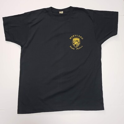 #ad Vintage Screen Stars T Shirt L Black Maryland State Police Single Stitch $19.99