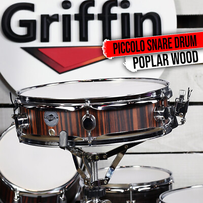 #ad GRIFFIN Piccolo Snare Drum 13 x 3.5 Black Hickory Poplar Wood Shell Percussion $43.00