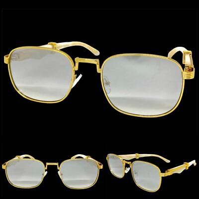 #ad Classy Vintage Retro Hip Hop Style Clear Lens Slight Tint SUN GLASSES Gold Frame $14.99