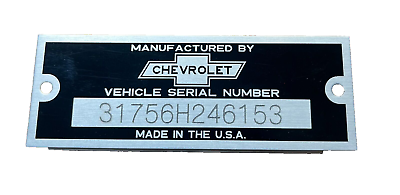 #ad Fits CHEVY CHEVROLET ENGRAVED ID NUMBER DATA Tag Plate Number HOT ROD RESTO $34.95