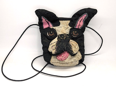 #ad Vintage French Bulldog Purse Fiber Art by Priscilla Snyder ©1987 $249.00