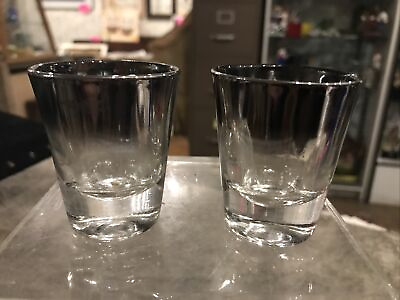 #ad Vintage Pair Mid Century Modern Silver Glass Shotglass Set Shot Glass $9.99
