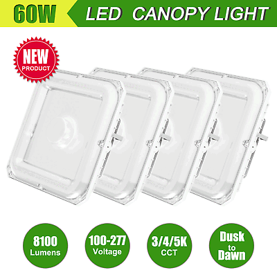 #ad 4 Pack 60W LED Gas Station Canopy Light Parking Lot Garage Lamp with Photocell $222.70