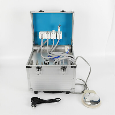 #ad 4 Holes Mobile Dental Unit Portable Rolling Case Box with Oilless Air Compresor $199.50