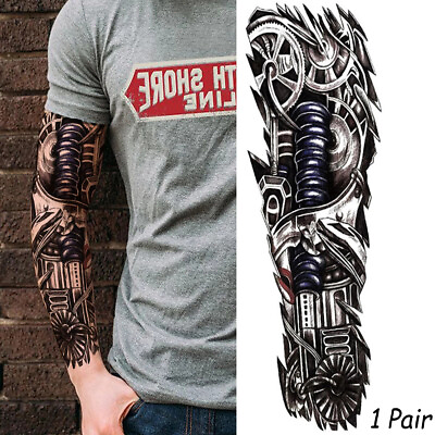 #ad Temporary Tattoos Set Full Arm Body Art Sticker Waterproof Fake Tattoo Sleeves $7.59