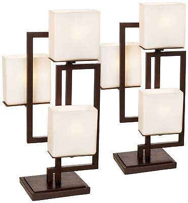 #ad Modern Table Lamps Set of 2 Bronze Metal Opal Glass for Living Room Bedroom $359.98