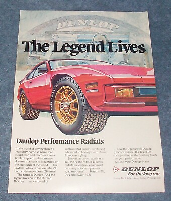 #ad 1984 Dunlop SP Sport Super D4 Vintage Tire Ad quot;The Legend Livesquot; $10.99