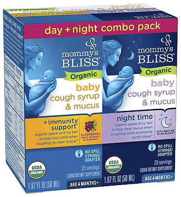 #ad Mommy#x27;s Bliss Day Night Organic Cough Syrup Age 4 Months Combo Pack $34.01