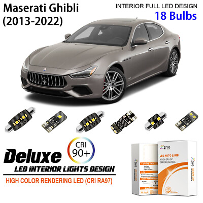 #ad 18 Bulbs LED Interior Light Kit for Maserati Ghibli 2013 2022 White Light Bulbs $27.90