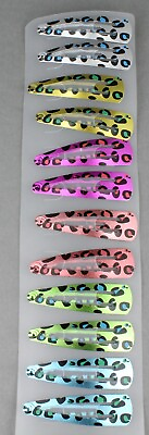 #ad 12 snap barrettes animal print Cheetah spots Leopard metal hair clip 1 7 8quot; long $3.99